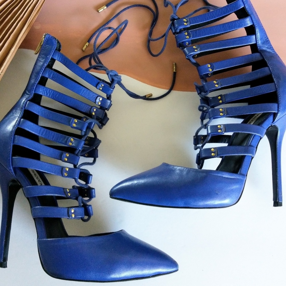 Steve Madden STS Blue Leather Lace Up Heels - Picture 3 of 8